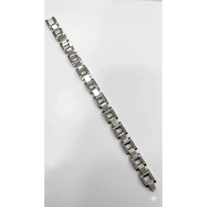 Rodyum Çelik  Erkek Çelik Bileklik Boy 21.5 Cm / En 1.2 Cm  - Ebl0055