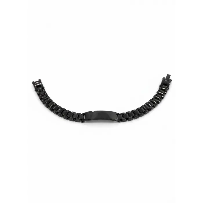 Siyah Çelik  Erkek Çelik Bileklik Boy 21.5 Cm / En 0.9 Mm  - Ebl0033