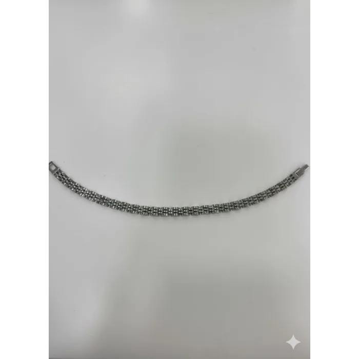 Rodyum Çelik  Erkek Çelik Bileklik Boy 21.5 Cm / En 0.6 Mm  - Ebl0043