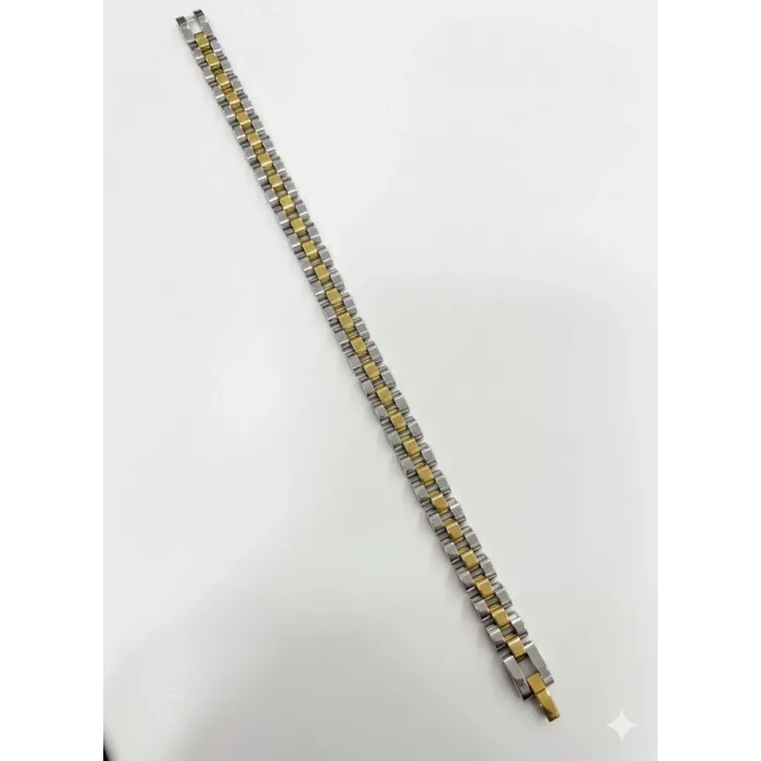 Rodyum-  Çelik  Erkek Çelik Bileklik Boy 21.5 Cm / En 0.8 Cm  - Ebl0058