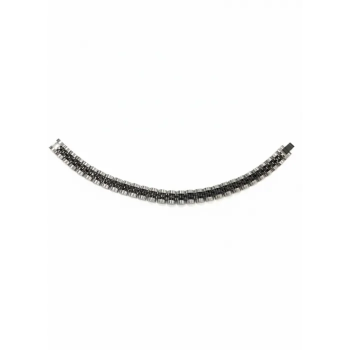 Rodyum-siyah Çelik  Erkek Çelik Bileklik Boy 21.5 Cm / En 1.0 Cm  - Ebl0046