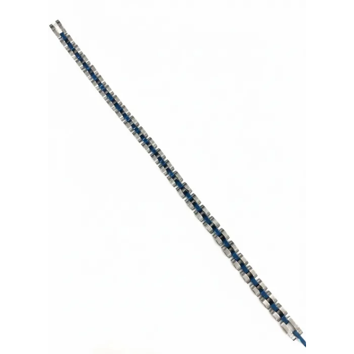 Rodyum-mavi Çelik  Erkek Çelik Bileklik Boy 21.5 Cm / En 0.6 Mm - Ebl0070