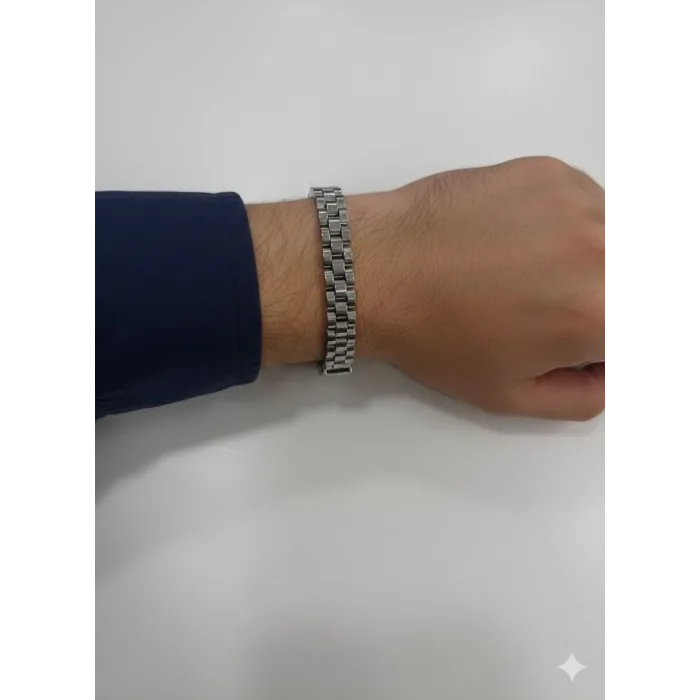 Rodyum Çelik  Erkek Çelik Bileklik Boy 21.5 Cm / En 0.9 Mm  - Ebl0038