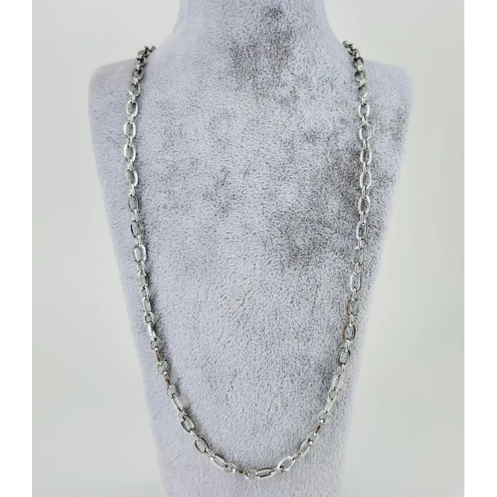 Rodyum Çelik Erkek Kolye 60 Cm - Ekl0014