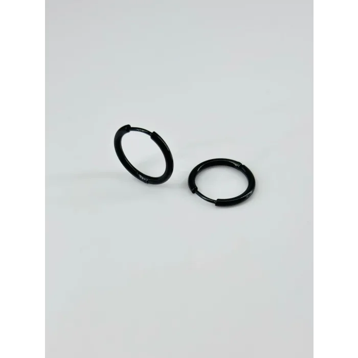 Siyah   Çelik Erkek Küpe Çap (14 Mm) Kalınlık (2 Mm) - Ekp0004