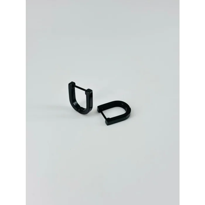Siyah Çelik Erkek Küpe Çap (9 Mm) Kalınlık (3 Mm) - Ekp0016