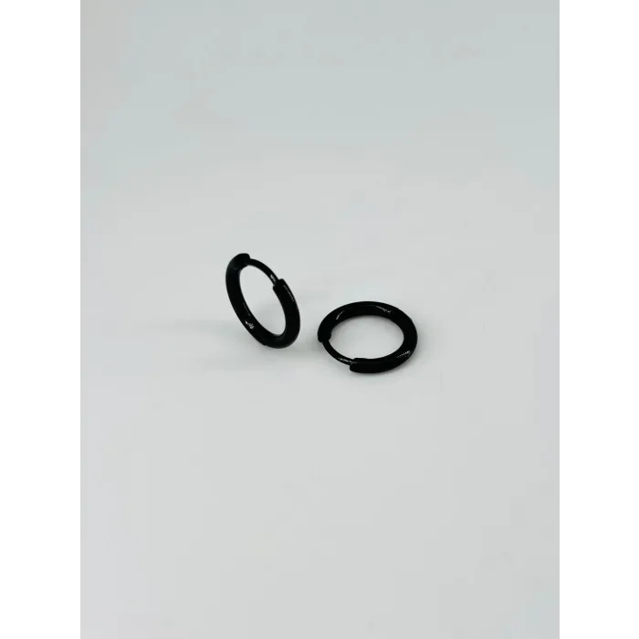 Siyah  Çelik Erkek Küpe Çap (8 Mm) Kalınlık (2 Mm) - Ekp0035