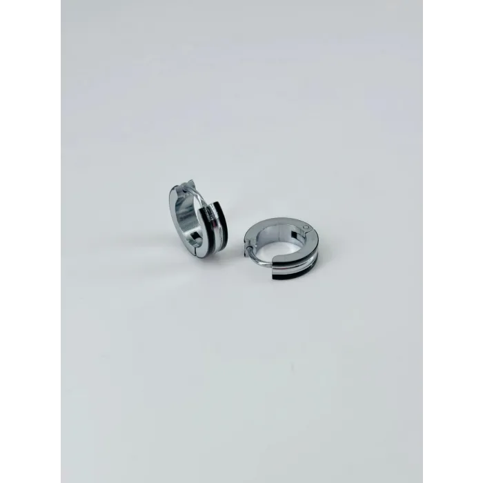 Rodyum Ve Siyah Çelik Erkek Küpe Çap (9 Mm) Kalınlık (4 Mm) - Ekp0006