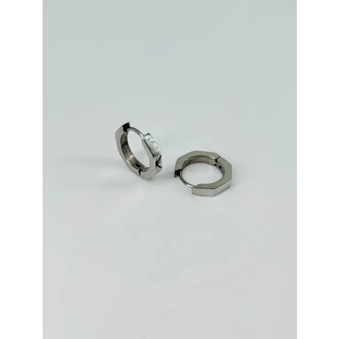 Rodyum   Çelik Erkek Küpe Çap (12 Mm) Kalınlık (3 Mm) - Ekp0012