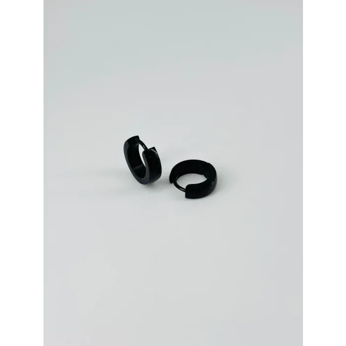 Siyah Çelik Erkek Küpe Çap (8 Mm) Kalınlık (4 Mm) - Ekp0031