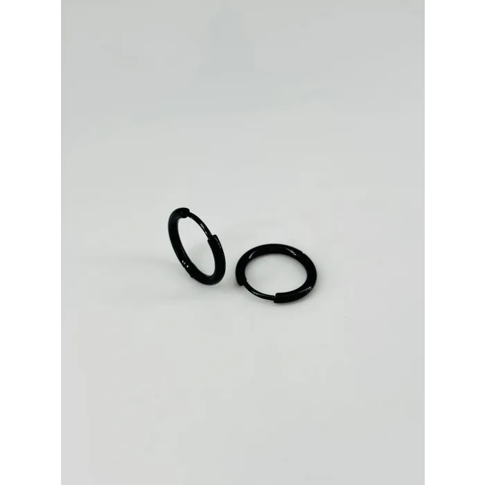 Siyah  Çelik Erkek Küpe Çap (12 Mm) Kalınlık (2 Mm) - Ekp0033