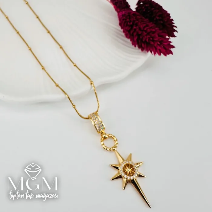 Zirkon Taşlı Zincir : Çelik Çelik Kolye 40+5 Cm - Kl0209