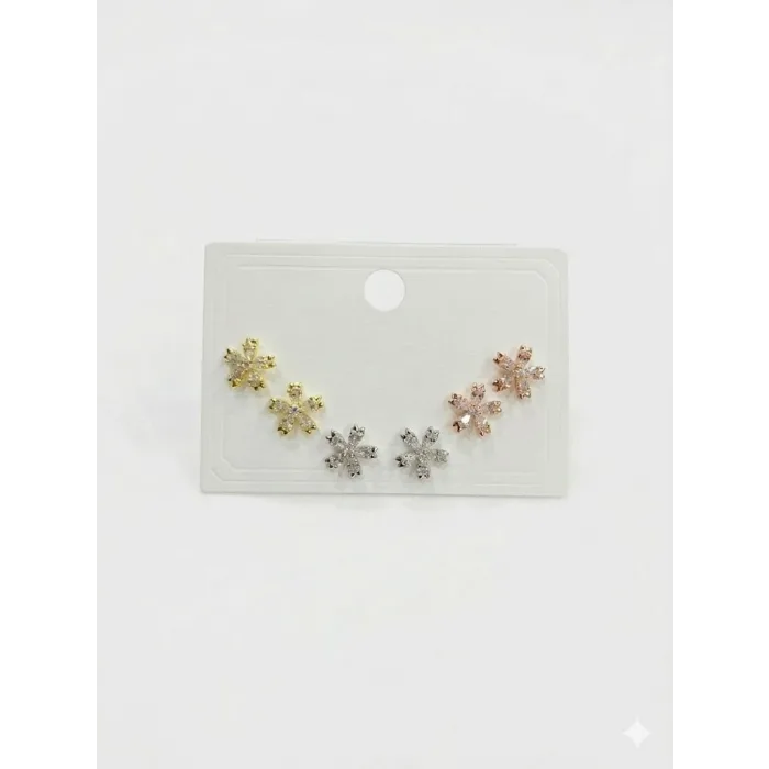 Çiçek Detaylı Altılı Küpe - Kp00666