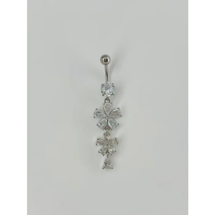 Çiçek Detaylı Sallantılı Göbek Piercing - Pg0054