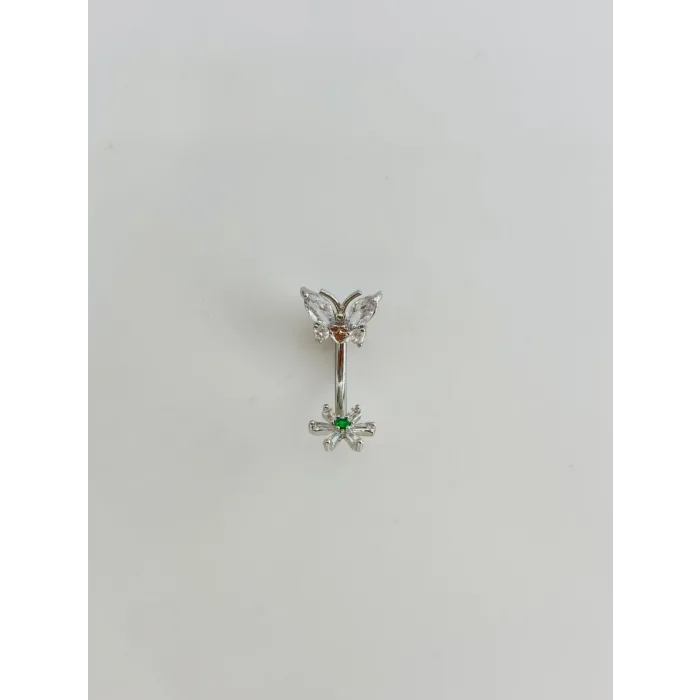 Çiçek Ve Kelebek Detaylıgöbek Piercing - Pg0128