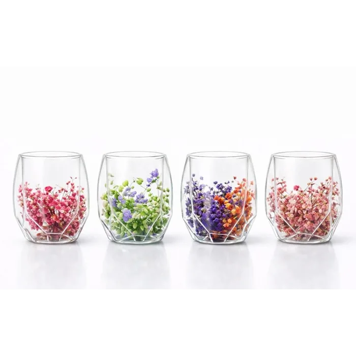 Çift Camlı Çiçekli Bardak Alk4471