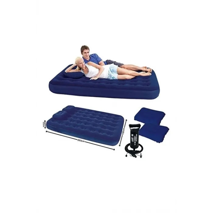 Çift Kişilik Şişme Yatak Dahili Pompalı 203x152x22 Cm 2 Yastıklı