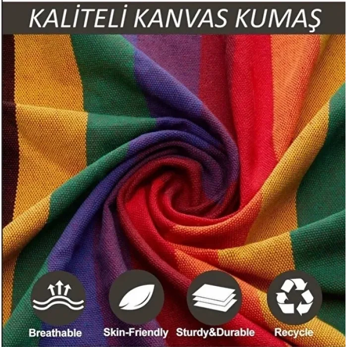 Çift Kişilik Xl 260x150cm Kolay Kurulabilir Kanvas Hamak Çantalı