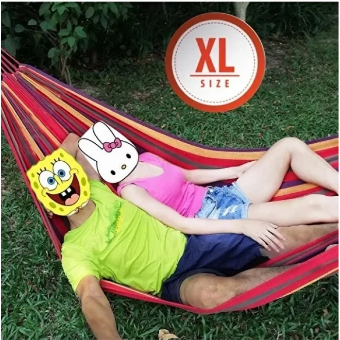 Çift Kişilik Xl 260x150cm Kolay Kurulabilir Kanvas Hamak Çantalı