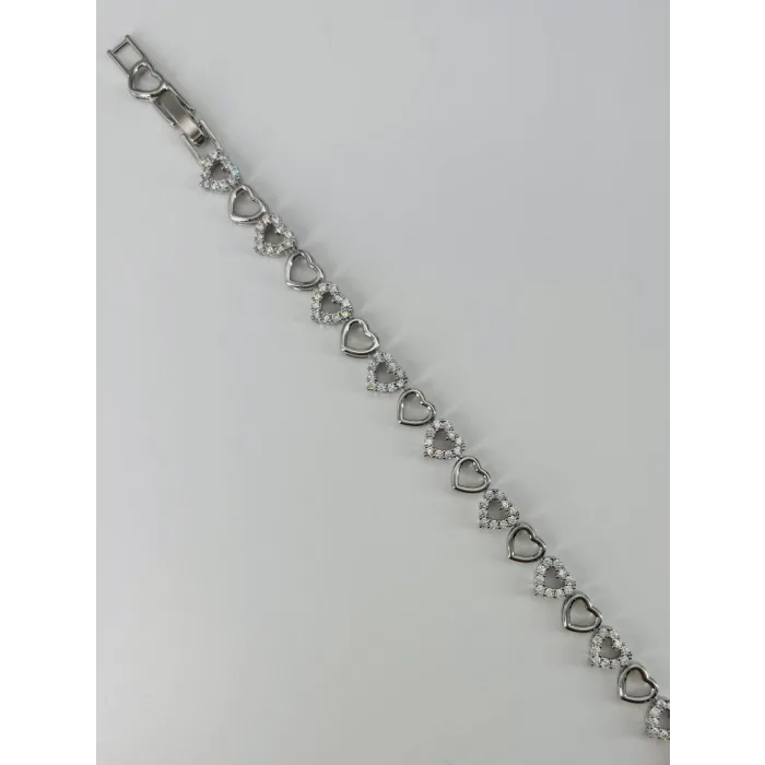 Rodyum Zirkon Taşlı Pirinç Bileklikler 17+2 Cm  - Kbl0369