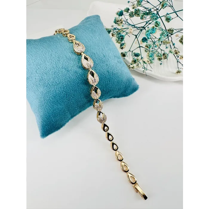    Zirkon Taşlı Pirinç Zirkon Bileklikler 18+2 Cm  - Kbl0244