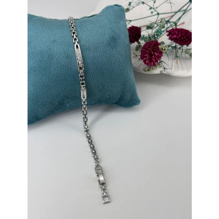 Rodyum Zirkon Taşlı Pirinç Zirkon Bileklikler 17+2 Cm  - Kbl0294