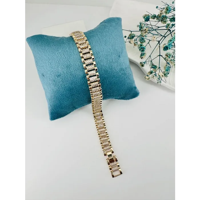    Zirkon Taşlı Pirinç Zirkon Bileklikler 18+2 Cm  - Kbl0229