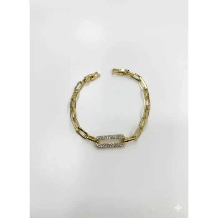    Zirkon Taşlı Pirinç Cm Bileklik 17+2 Cm  - Kbl0417