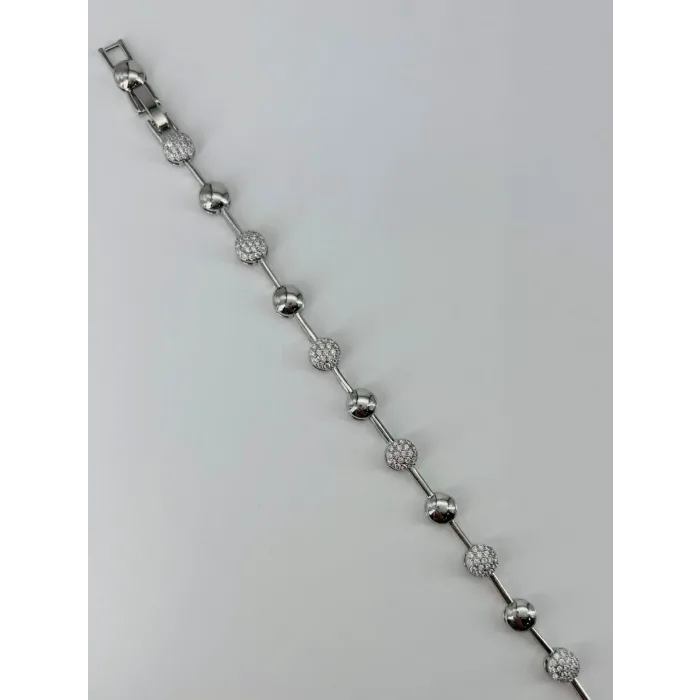 Rodyum Zirkon Taşlı Pirinç Bileklikler 17+2 Cm  - Kbl0374