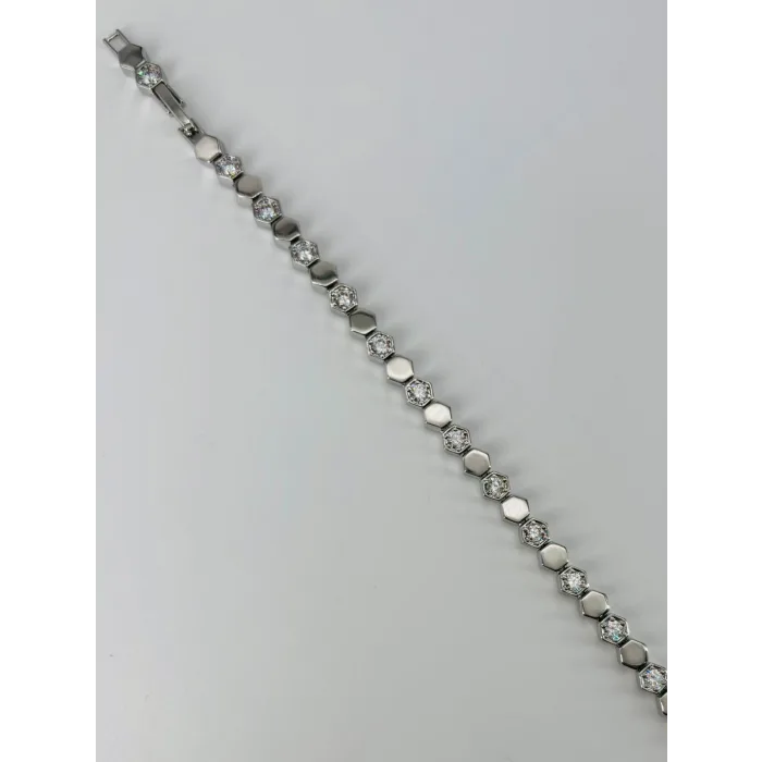 Rodyum Zirkon Taşlı Pirinç Bileklikler 17+2 Cm  - Kbl0368