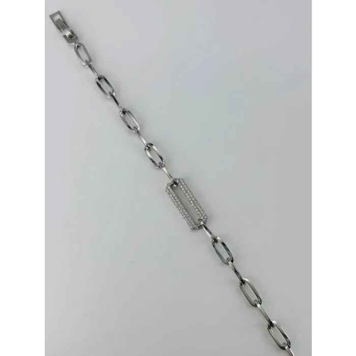 Rodyum Zirkon Taşlı Pirinç Bileklikler 17+2 Cm  - Kbl0372