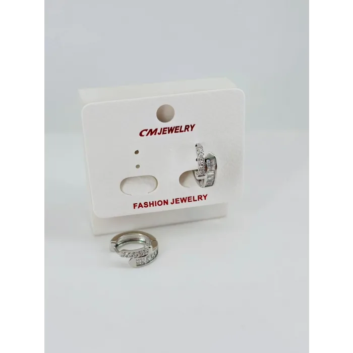 Rodyum Zirkon Taşlı Pirinç Küpeler - Kp00526