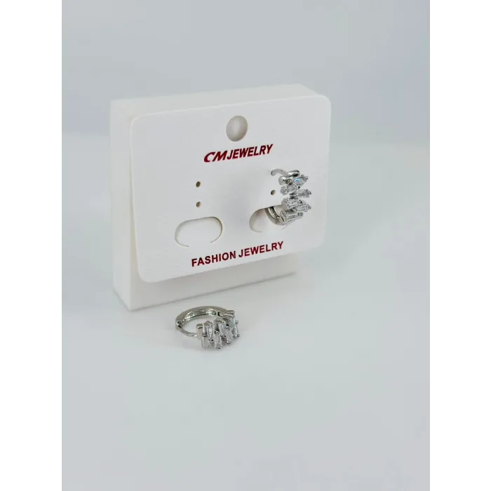 Rodyum Zirkon Taşlı Pirinç Küpeler - Kp00447
