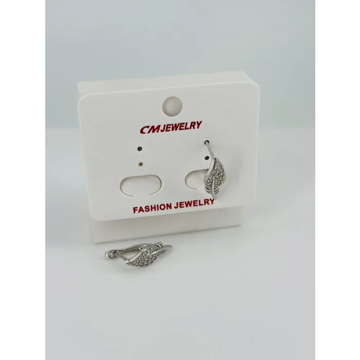 Rodyum  Zirkon Taşlı Pirinç Küpeler - Kp00489