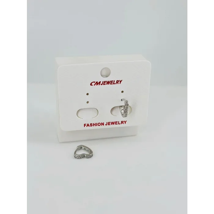 Rodyum Zirkon Taşlı Pirinç Küpeler - Kp00519