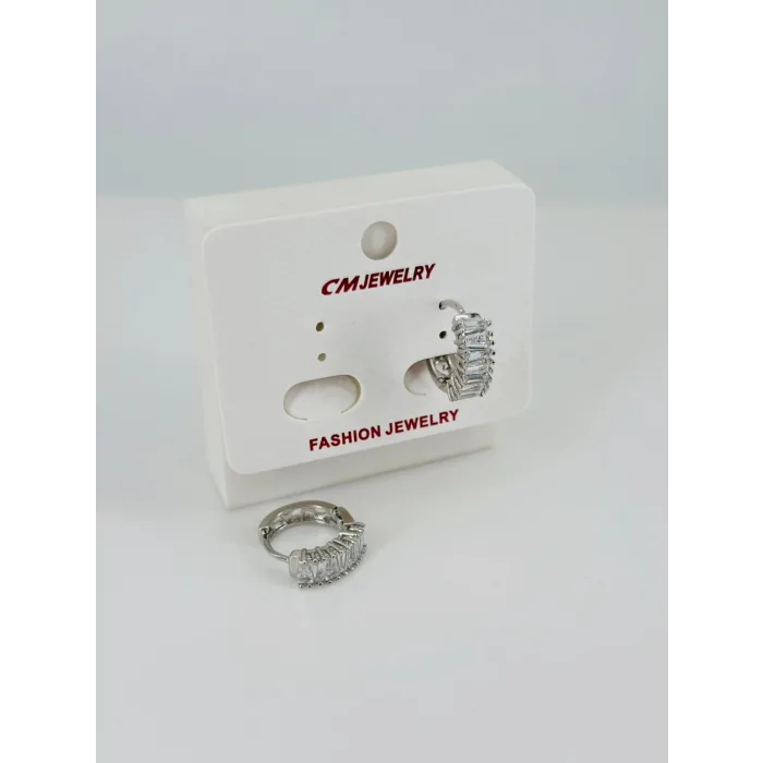 Rodyum Zirkon Taşlı Pirinç Küpeler - Kp00462