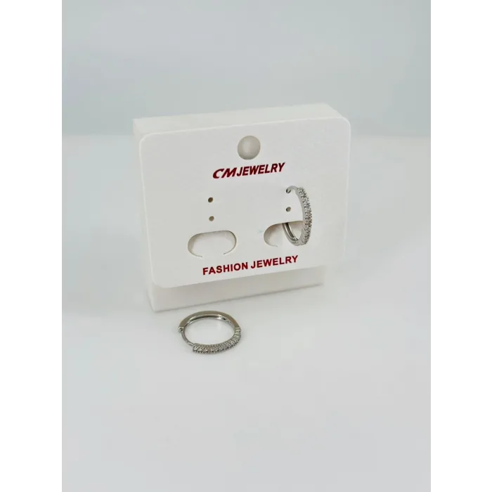 Rodyum Zirkon Taşlı Pirinç Küpeler - Kp00473