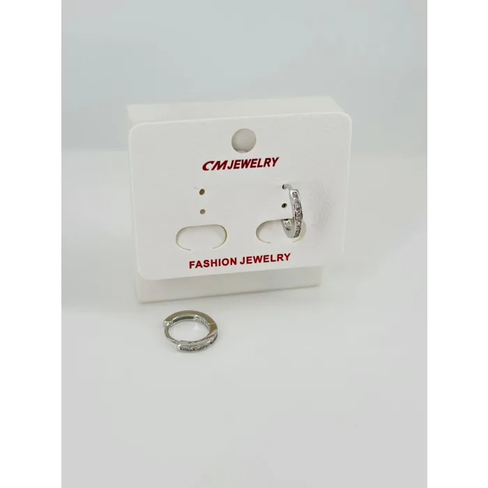 Rodyum Zirkon Taşlı Pirinç Küpeler - Kp00520