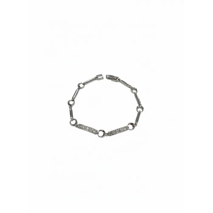 Rodyum Zirkon Taşlı Pirinç Cm Bileklik 17+2 Cm  - Kbl0435