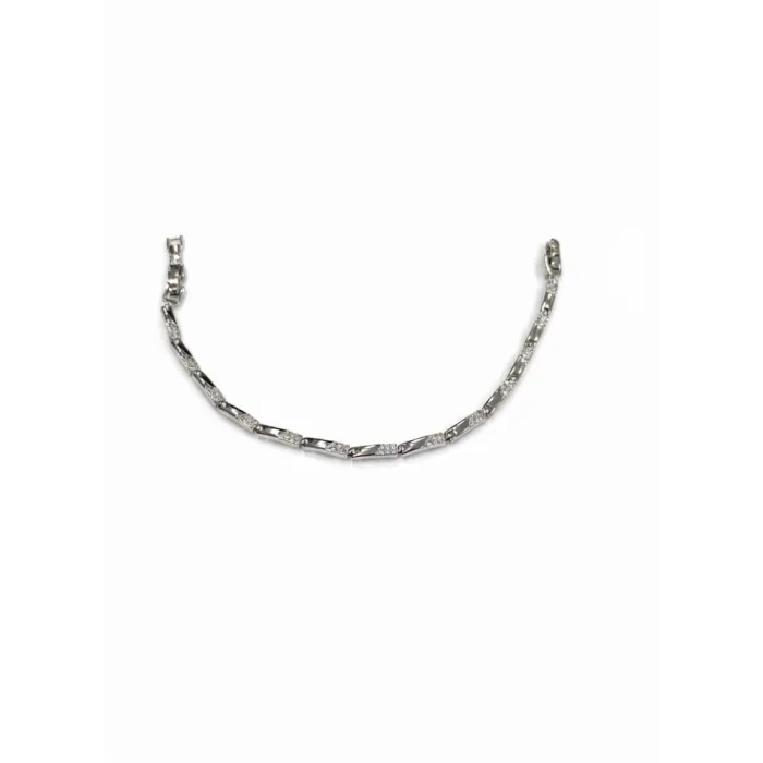 Rodyum Zirkon Taşlı Pirinç Cm Bileklik 17+2 Cm  - Kbl0434