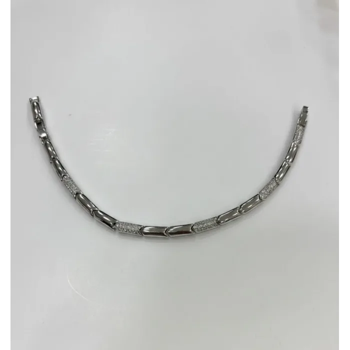Rodyum Zirkon Taşlı Pirinç Cm Bileklik 17+2 Cm  - Kbl0438