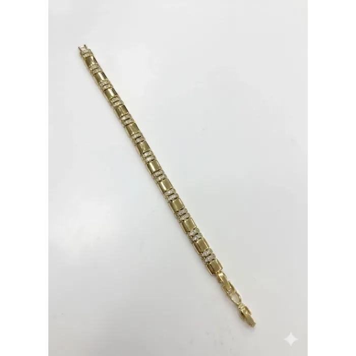    Zirkon Taşlı Pirinç Cm Bileklik 17+2 Cm  - Kbl0401