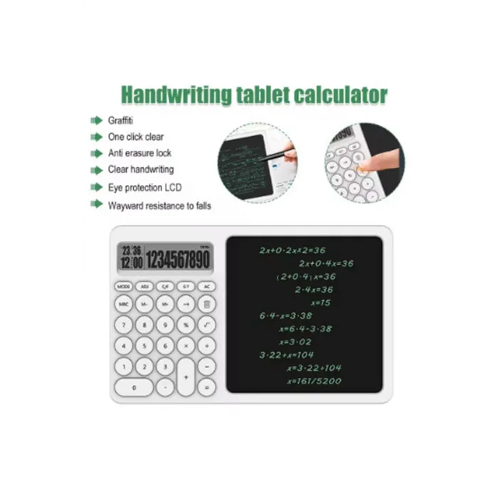 Çok Amaçlı Digital Hesap Makinesi Lcd Ekran Yazma Tableti Ofis Okul İçin Silinebilir El Yazısı Not Defteri