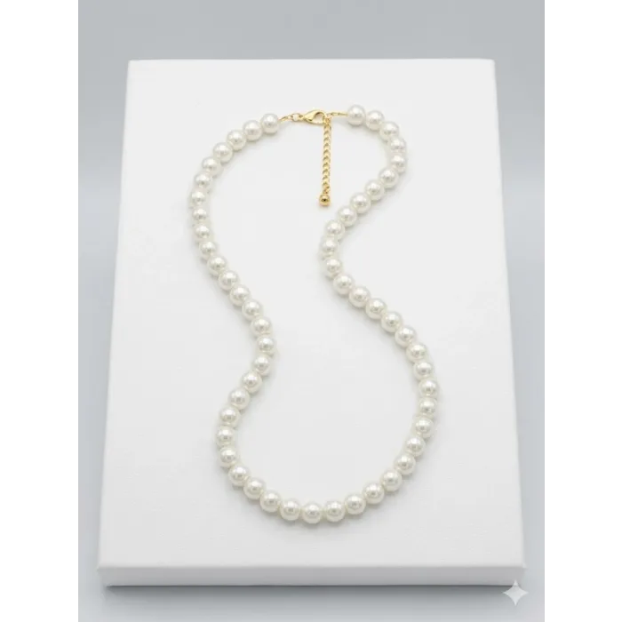 Beyaz Kültür İncisi Kolyeler 40+5 Cm  - Kl0299