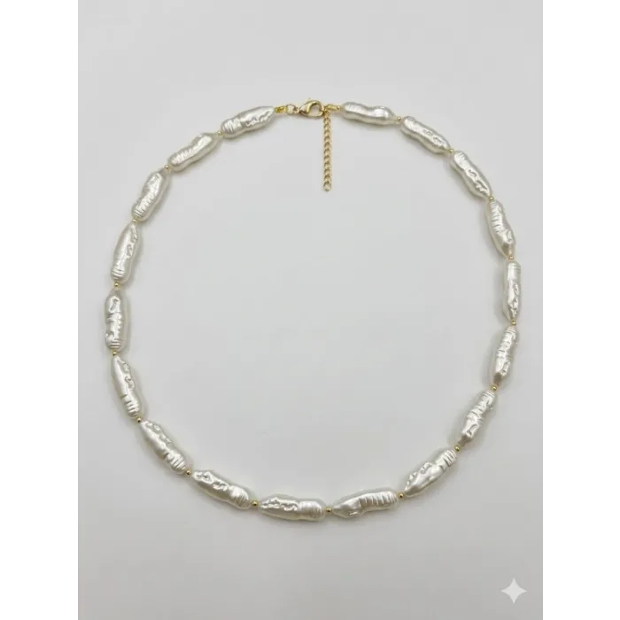 Beyaz Barok İnci  Kolyeler 40+5 Cm  - Kl0306