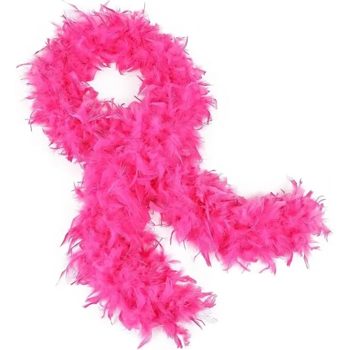 Fuşya Renk Kabarık Kalın Otriş Boa Tüy 6 Cm Genişlik 180-200 Cm Uzunluk