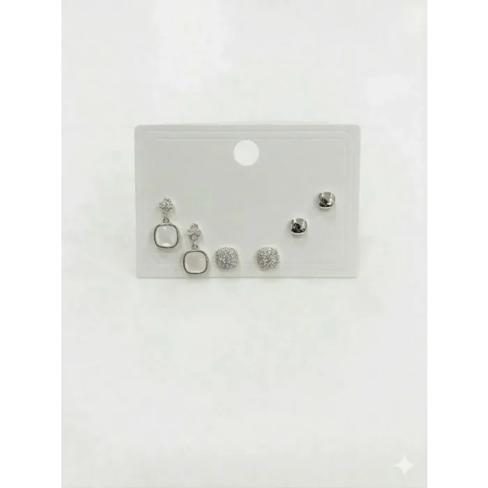 Geometrik Şekil Altılı Küpe - Kp00602