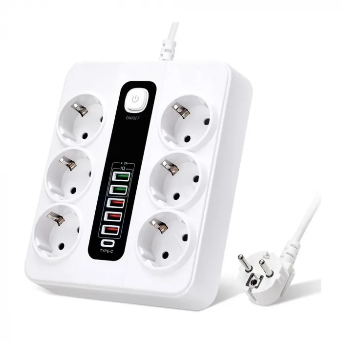 Hp-h04 3000w 10amper 6’lı 2metre Uzatma Kablolu Çoklu Termal Akım Priz