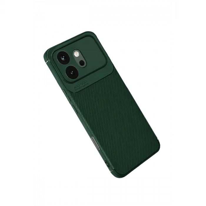 Huawei Honor 600 Auto Focus Karbon Kapak - Koyu Yeşil