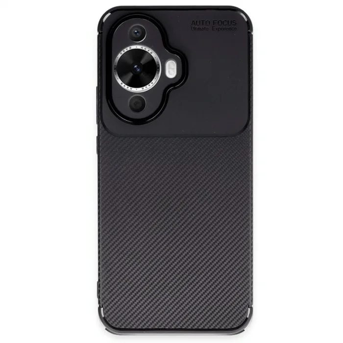 Huawei Nova 12s Kılıf Auto Focus Karbon Kapak - Siyah